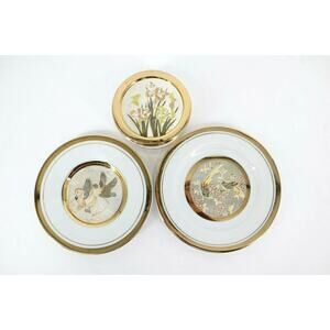 Vintage The Art of Chokin 24 Karat Gold Edged Porcelain Plates And Trinket Dish